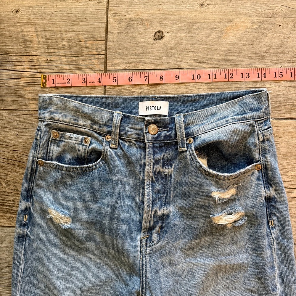 PISTOLA High Rise Straight Leg Jeans Distressed Blue‎ Size 26 - Picture 8 of 9